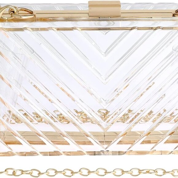 Clear Purses For Women Acrylic Clear Clutch Bag Stadium Approved - Picture 1 of 7